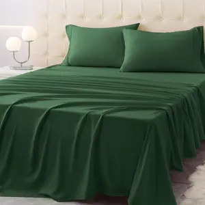 Full Size 4 Piece Soft Microfiber Bed Sheet Set with Deep Pockets, Cooling Technology, Wrinkle-Free Pillowcase, Hotel Quality Durable Bedding, Eden Green