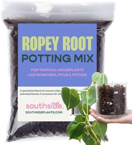ropey root - potting mix for indoor and outdoor tropical plants, chunky soil blend for tropical houseplants - 1 gallon
