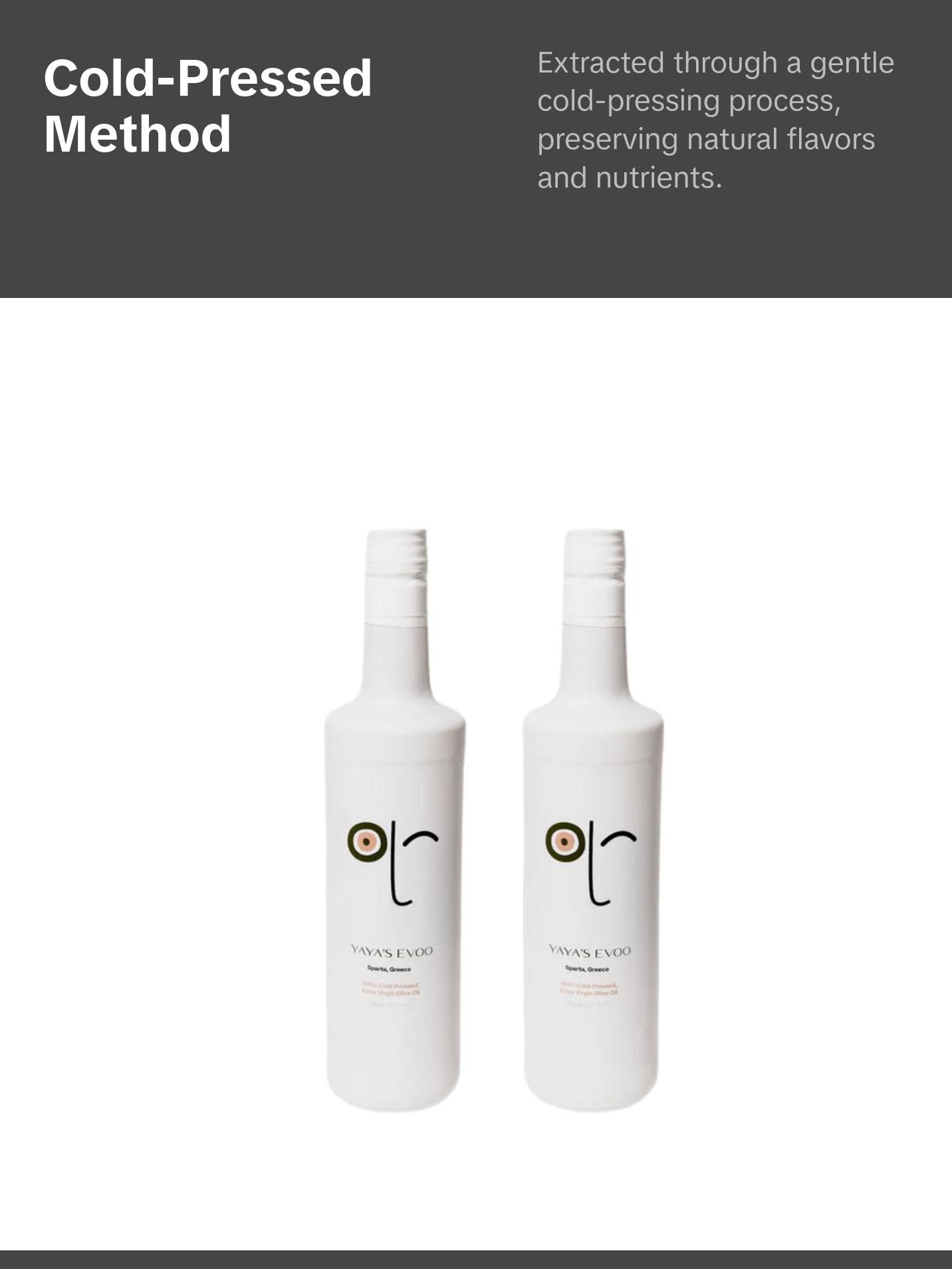 YAYA'S EVOO - Cold Pressed Extra Virgin Olive Oil, Staight from Greece. 100% Pure EVOO, Natural Superfood, High Antioxidant, Polyphenol Rich Fruit