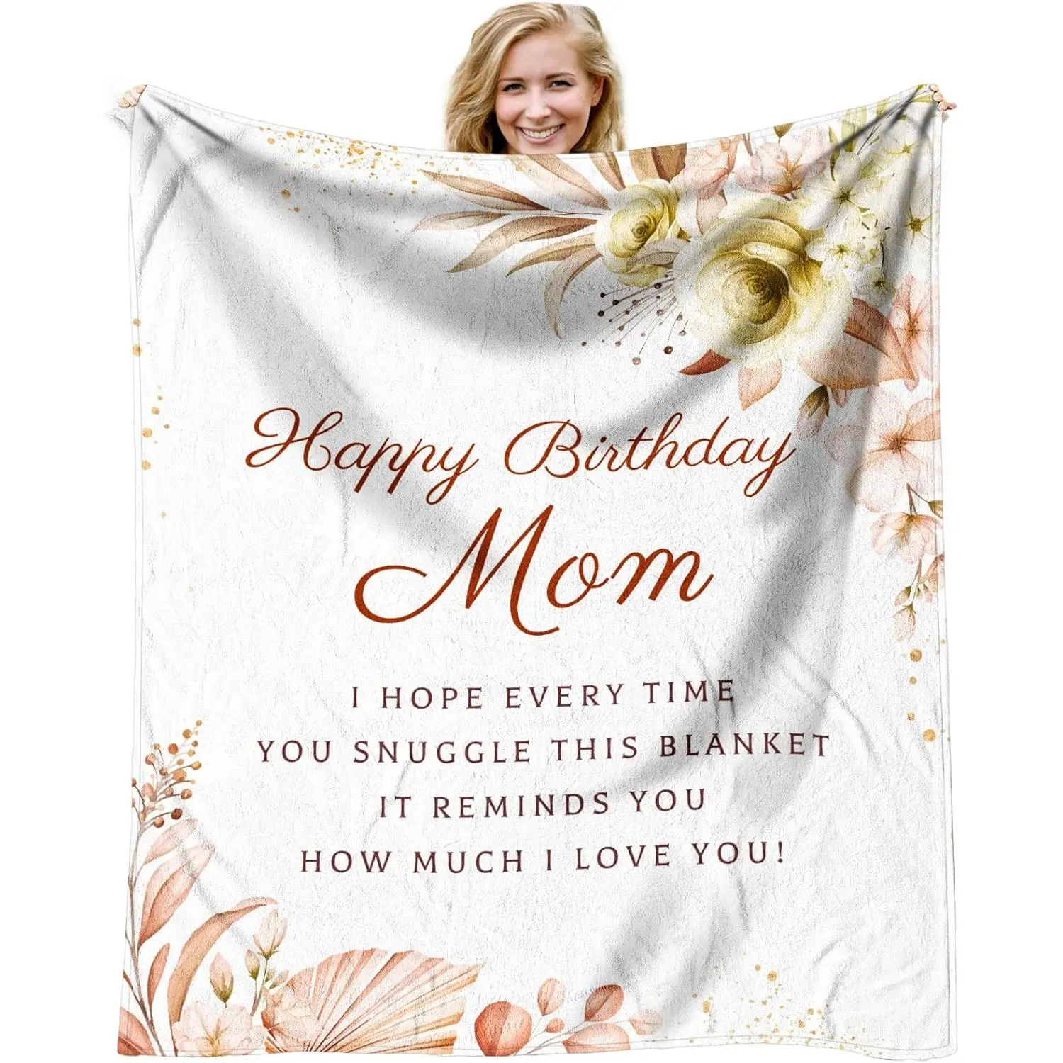 Personalized Fleece Blanket - 60x50 in Custom Text Blanket, Birthday Gift for Mom from Daughter Son, Home & Kitchen Bedding Accessory, Personalized Blankets, Custom Text Blankets