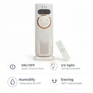 2-in-1 Bladeless Heater and Tower Fan, Ice Water Cooling System, 3 Adjustable Speeds, 2 Heat Modes, Remote Control