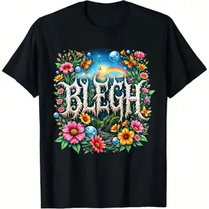 Cute Deathcore Design Metalcore Blegh Men's Summer Casual T-Shirt, Comfortable - Breathable, Soft, Slightly Stretching, Street Hip Hop Style T-Shirt All-Season Wear Individuality Unisex Top 220g Round Neck Streetwear