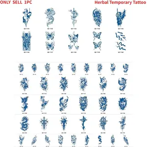 11x18cm Herbal Semi Permanent Non Reflective Juice Tattoo Sticker Simulation Flower Arm Tattoo Sticker