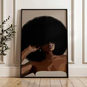 Afrocentric Art Print: Black Woman with Afro - Home & Office Decor  [NO FRAME]