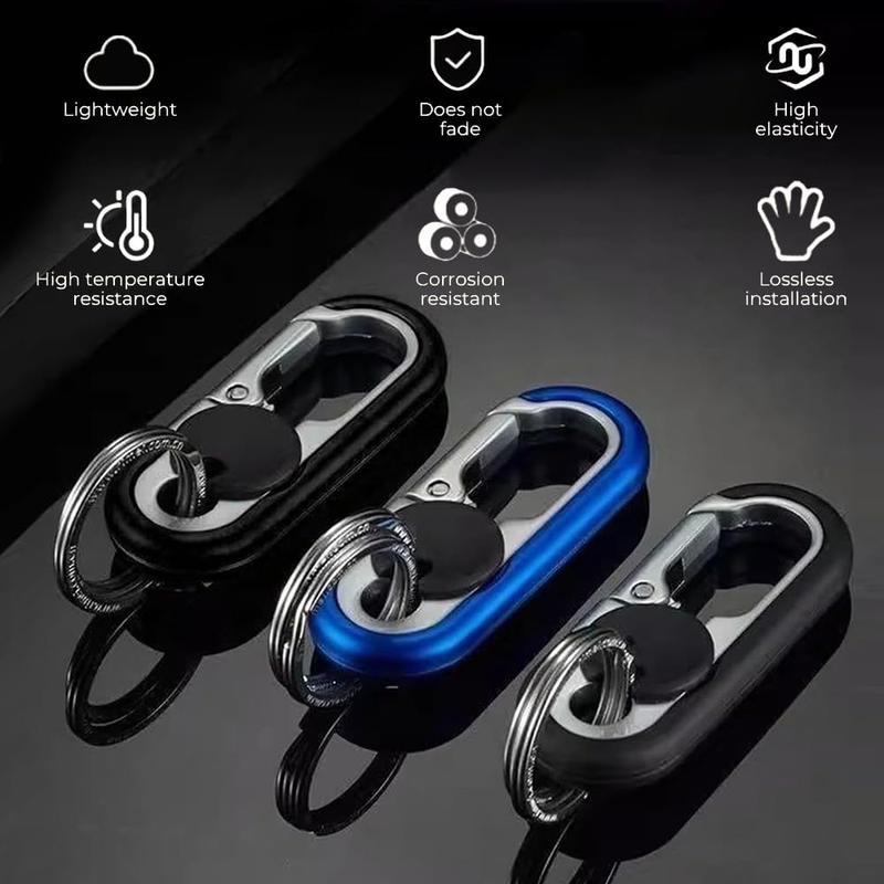 3-Piece Car Key Chain Set - Stainless Steel Keychains in Black Finish