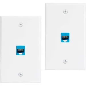 Ethernet Wall Plate Outlet 2-Pack, Cat6 Ethernet Wall Jack 1 Port Female to Female High Speed for Living Room, Bedroom, Office