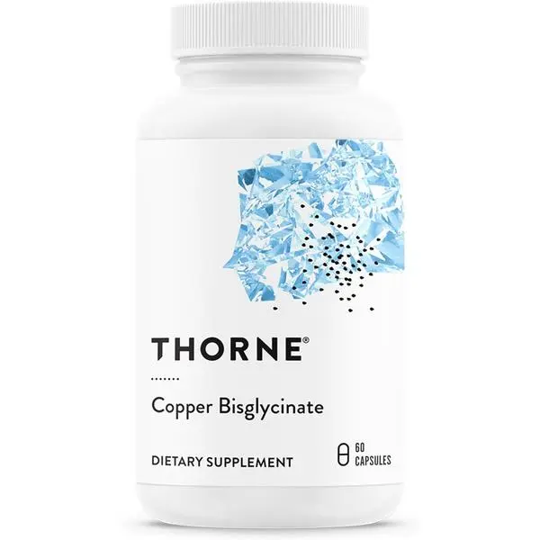 THORNE - Copper Bisglycinate - Optimally Absorbed, Mineral Chelate Copper Supplement - Supports Bone, Blood Vessel, Heart, Nerve & Skin Health* - Third-Party Certified - Gluten-Free - 60 Capsules