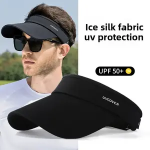 Sunscreen hat summer ice silk show face small UV protection sun hat running sports versatile empty top hat