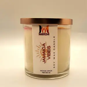 MAKEDA Jamaica Vibes Wood Wick Soy Wax Candle - Decorative Candle for Home Decor and Ornaments