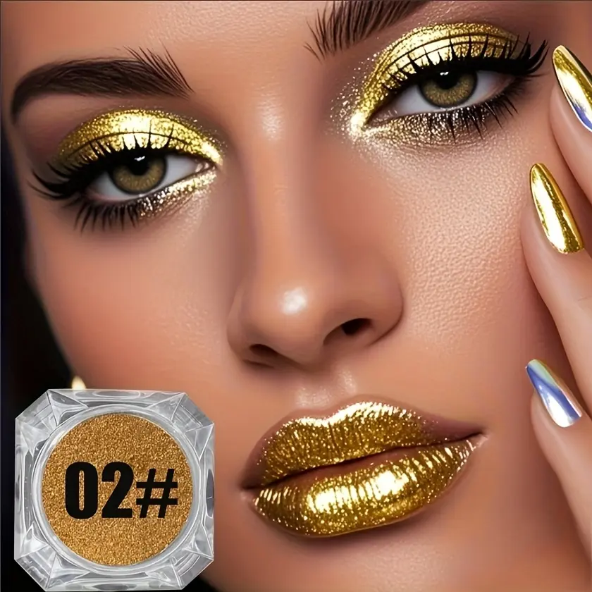 Compact Eyeshadow Duo Palette, 2 Color Metallic Shimmer Eye Powder, High Pigment Silky Cosmetic with Bright Bronze & Silver Shades for Daily Wear, Two Colors