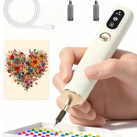 Electric Diamond Painting Pen Cordless Diamond Art Vacuum Pen Rechargeable with 2-stage Adjustable Suction Mode for Adults & Kids Complete Accessories