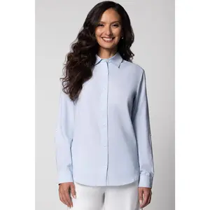 Women's Hepburn Shirt with Roll-Up Sleeves | Light Blue