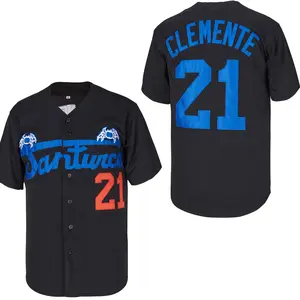 Men's #21 Roberto Clemente Puerto Rico Santurce Crabbers Baseball Jersey Embroidery Sportswear sportstyle baseball jersey appar button closureel high quality