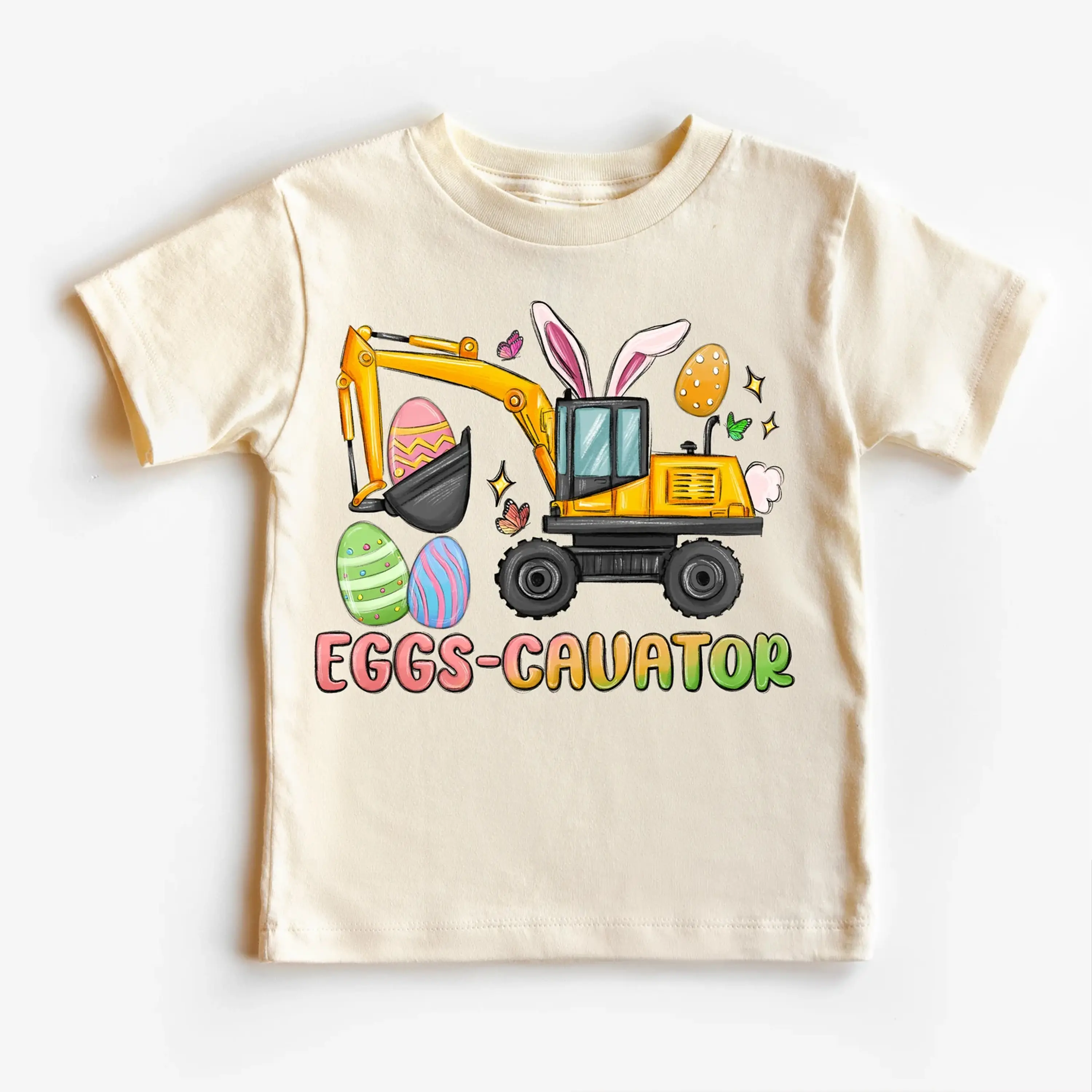 Eggs Cavator Easter Excavator Kids Shirt, Easter Construction Shirtm Easter Eggs Natural Toddler Tee, Youth Easter Gift
