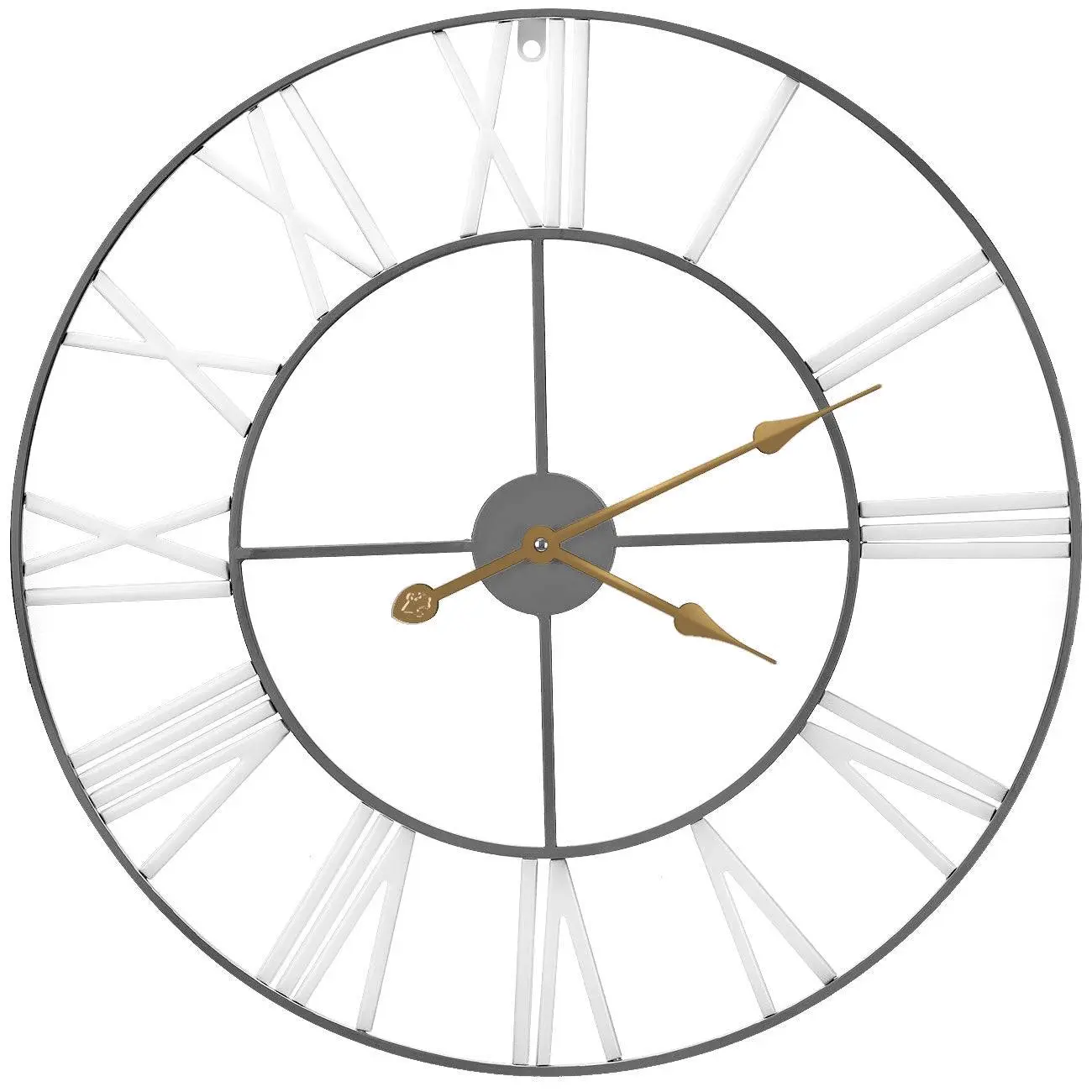 Sorbus 24in Round Metal Frame Analog Clock - Classic Roman Numerals, Gold Hands, High-Quality Quartz Movement, Gold Wall Clock for Home Decor & Living Room, Wall Clocks For Living Room, Metal Frame Clock