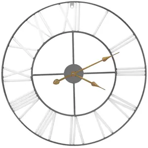 Sorbus 24' Wall Clock - Classic Roman Numeral Display with Gold Hands and High Quality Quartz Movement for Home Decor Hanging Metal