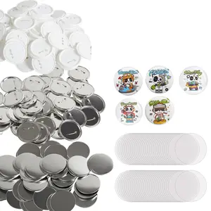 VEVOR 200 Sets 3 inch 75mm Pin Back Button Parts,  DIY Round Button Badge Parts, Set Includes Metal Top, Plastic/Metal Button, Clear Film, and Blank Paper For Gifts Presents, Machine NOT Included