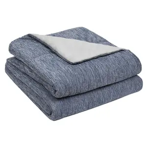 Reversible Cooling Comforter, Soft Cooling Blankets for Night Sweats Hot Sleepers, Double-Sided Tech Fabric, Printed Side Cooling for Summer, Solid Color Side Cozy for All-Season, Breathable, Smooth, Lightweight