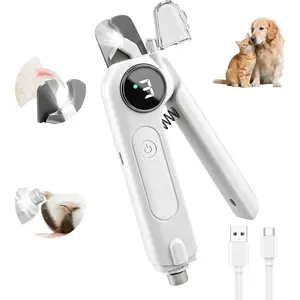 2-in-1 Dog Nail Clippers & Grinder with LED Light, Quiet Electric Pet Nail Trimmer for Small Medium Large Dogs & Cats, 3 Speeds, USB Rechargeable, Quick Sensor, Safety Lock & Splash Guard (White)