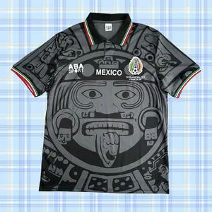 1998 Mexico Soccer National Team Home BLACK Nostalgia Soccer Jersey
