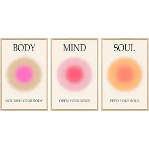 Mind Body Soul Print Positive Aura Posters For Room Aesthetic, Colorful Aura Poster Energy Wall Art Minimalist Print Aesthetic Wall Decor Posters for Bedroom Energy Spiritual , No Frame