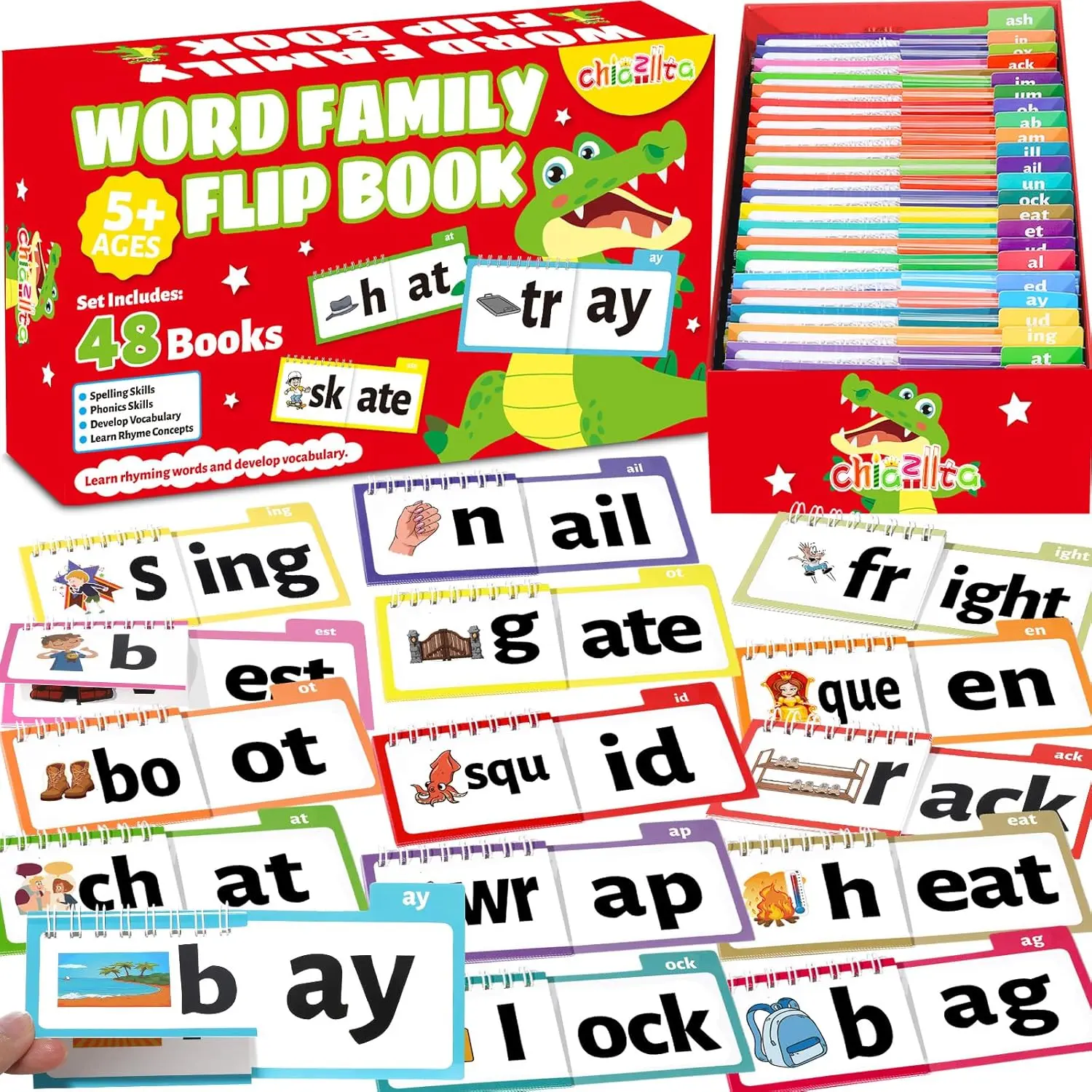 48 Word Family Build Book Spell Read and Rhyme Flip Activity Books ABC Vocabulary Flashcards Learn to Read Games Phonics Flashcards Kindergarten Sight Words Learning Activities for Kids,back to school,back to school haul