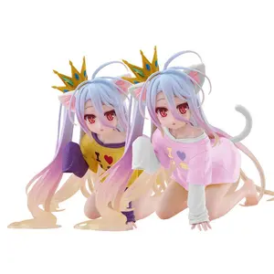 Anime Shiro Figure Cat Ears Shiro Action Figures PVC Models Shiro T-shirt Figurine Shiro Look Up Figures Toys Gifts 10CM