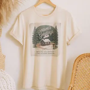 Vintage Christmas Postcard Tee | Season's Greetings retro holiday card design