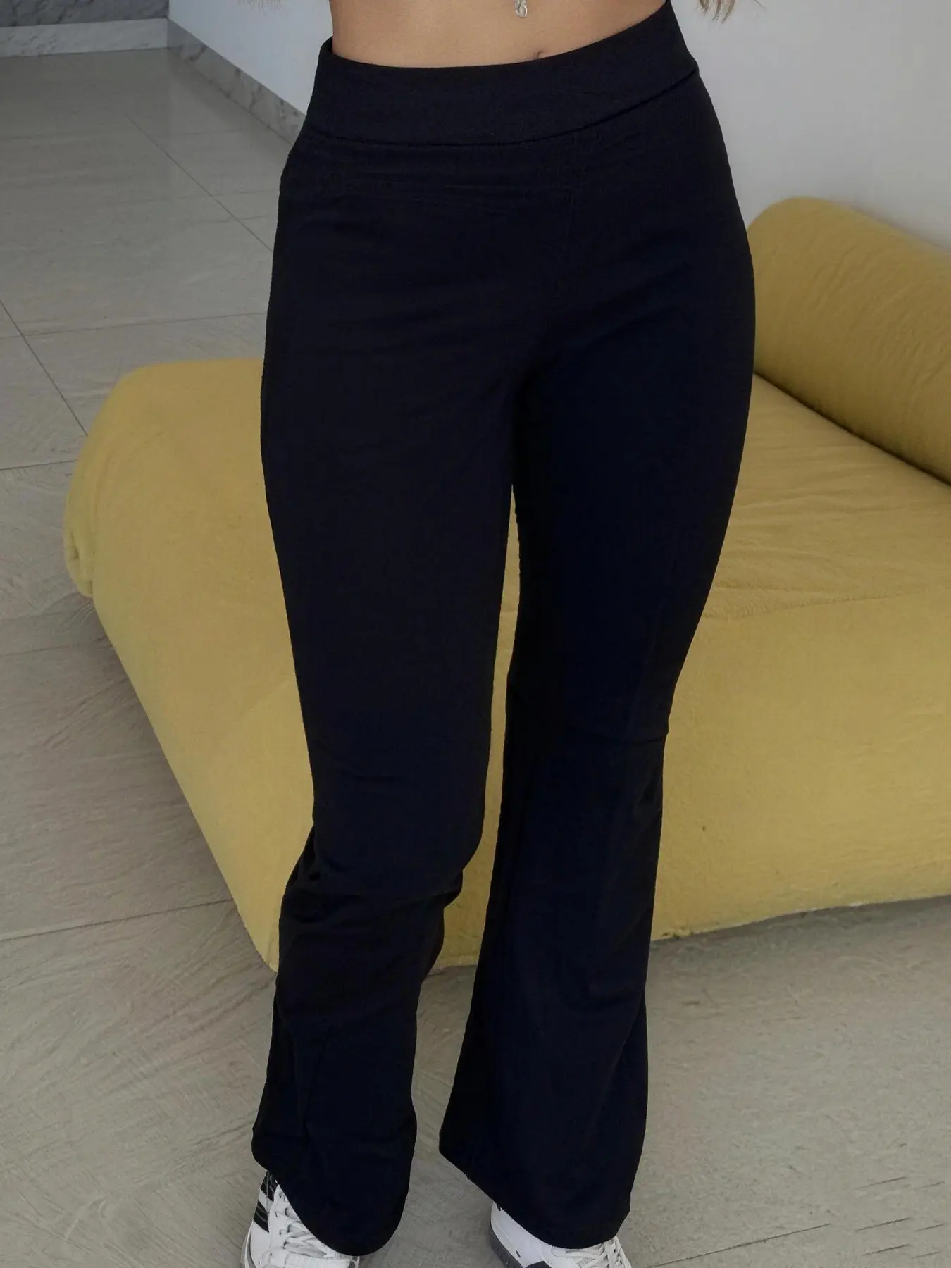 Women's Flared Pants Spring Cozy Fleece Black Pants Woman Casual Tights Women Gray Sports Pants Street High Waist Brown Flared Trousers Bottoms