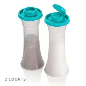 Salt & Pepper Shaker, 2 Counts/set Large Plastic Salt & Pepper Shaker with Lid, Moisture-proof Seasoning Bottle for Home Kitchen Restaurant