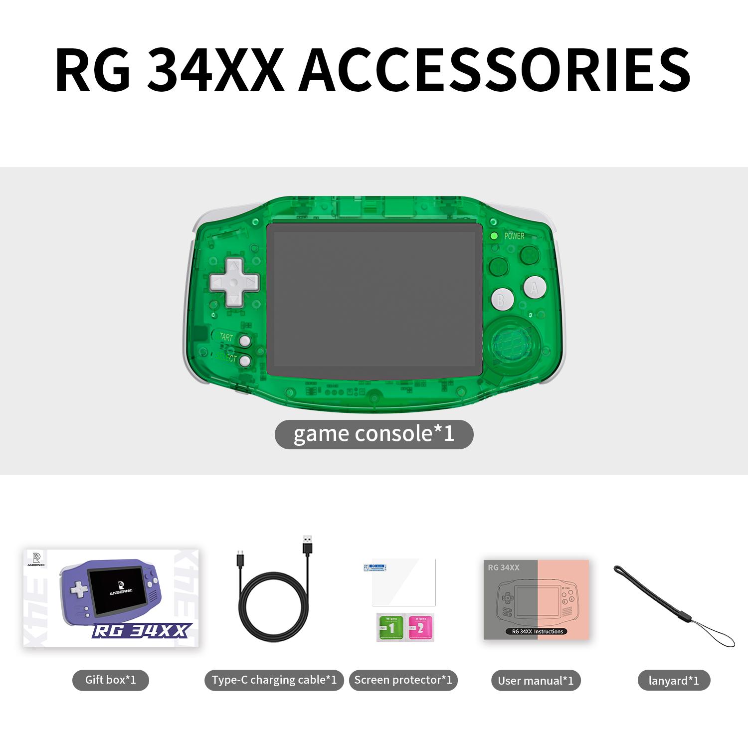 ANBERNIC RG 34XX 64Bit Retro Handheld Game Player 3.4-inch IPS Screen RG34XX retrogameconsole Video Gaming Players HD-Support TV Portable Game Console 3500mAh Gift Rg34Xx-Indigo