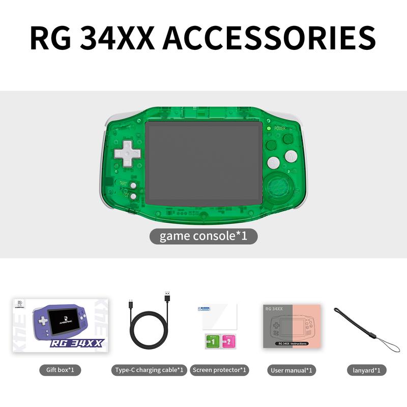 ANBERNIC RG 34XX 64Bit Retro Handheld Game Player 3.4-inch IPS Screen RG34XX retrogameconsole Video Gaming Players HD-Support TV Portable Game Console 3500mAh Gift Rg34Xx-Indigo