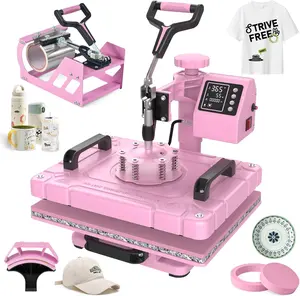 5-in-1 Heat Press Machine 12x15 Inch with 360° Swing Away Multifunction Sublimation Combo for T-Shirts Mugs & Hats with Teflon Sheets & Digital Control