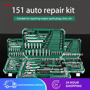 OUDISI 151-Piece Professional Automotive Repair Tool Set - Chrome Vanadium Steel, 72-Tooth Ratchet Wrench, Portable Anti-Drop Small Toolbox, Essential for Spark Plugs, Tires, Car Maintenance | Portable Tool Boxes, Small Portable Toolbox