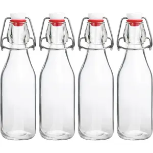 Swing Top Bottles,8.5oz 4 Pack Flip Top Glass Bottle with Airtight Grolsch Closures,  for Kombucha, , Cold Brew, Homemade Beverages & Storage