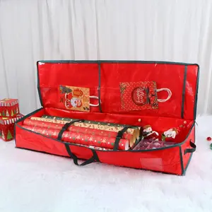 Christmas Paper Roll Storage Bag, Christmas Tree Decoration Gift Organizer, Durable Pe Woven Cardboard, Waterproof Dustproof Zipper Closure