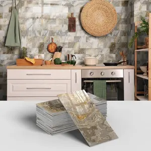 Aadesh Marble 3D Wall Tile Self-Adhesive Sticker, Waterproof and Moisture Resistant for Kitchen and Bathroom, Peel and Stick Durable Design