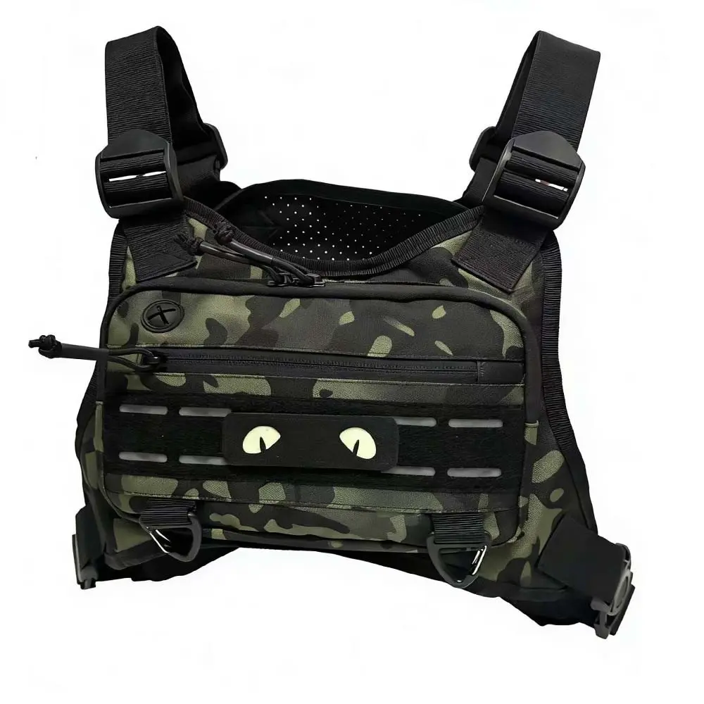 Multifunctional Outdoor Sports Chest Bag, Tactical Vest Design, Tactical Lightweight Vest, Suitable for Hiking and Running, IR Reflective Badge Night Glow Patch, Tactical Equipment, Active, Gear