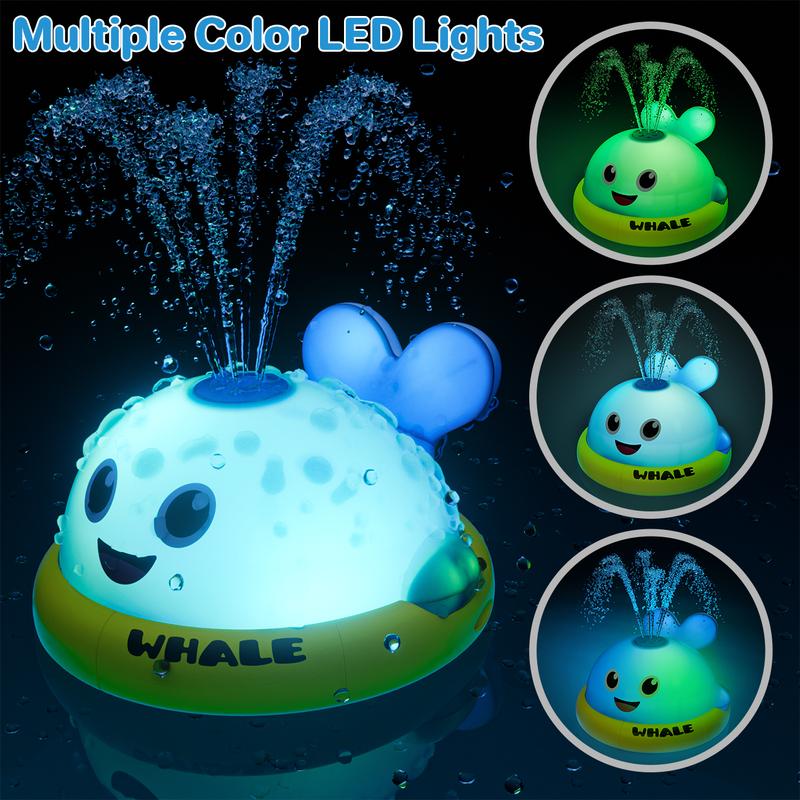 Baby Bath Toys, Light Up Whale Sprinkler Bath Toys for Kids Ages 1-3, Pool Water Toys for Toddlers Bathtub Fountain Toys, Birthday Gifts for 1 2 3 Year Old Boys & Girls