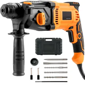 Corded Rotary Hammer Drill With SDS-Plus, 1-Inch Capacity, Four Modes: Drilling, Hammering, Rotation, And Chiseling, Demolition And Concrete Masonry Tool For Professional Construction Projects