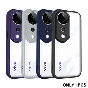 Vivo V40 V2348 Case, Air Cushion Shockproof Silicone Tpu, Plating Bumper, Clear Soft Matte Back Cover Hard Case for Vivo V40 Pro 5g V2347