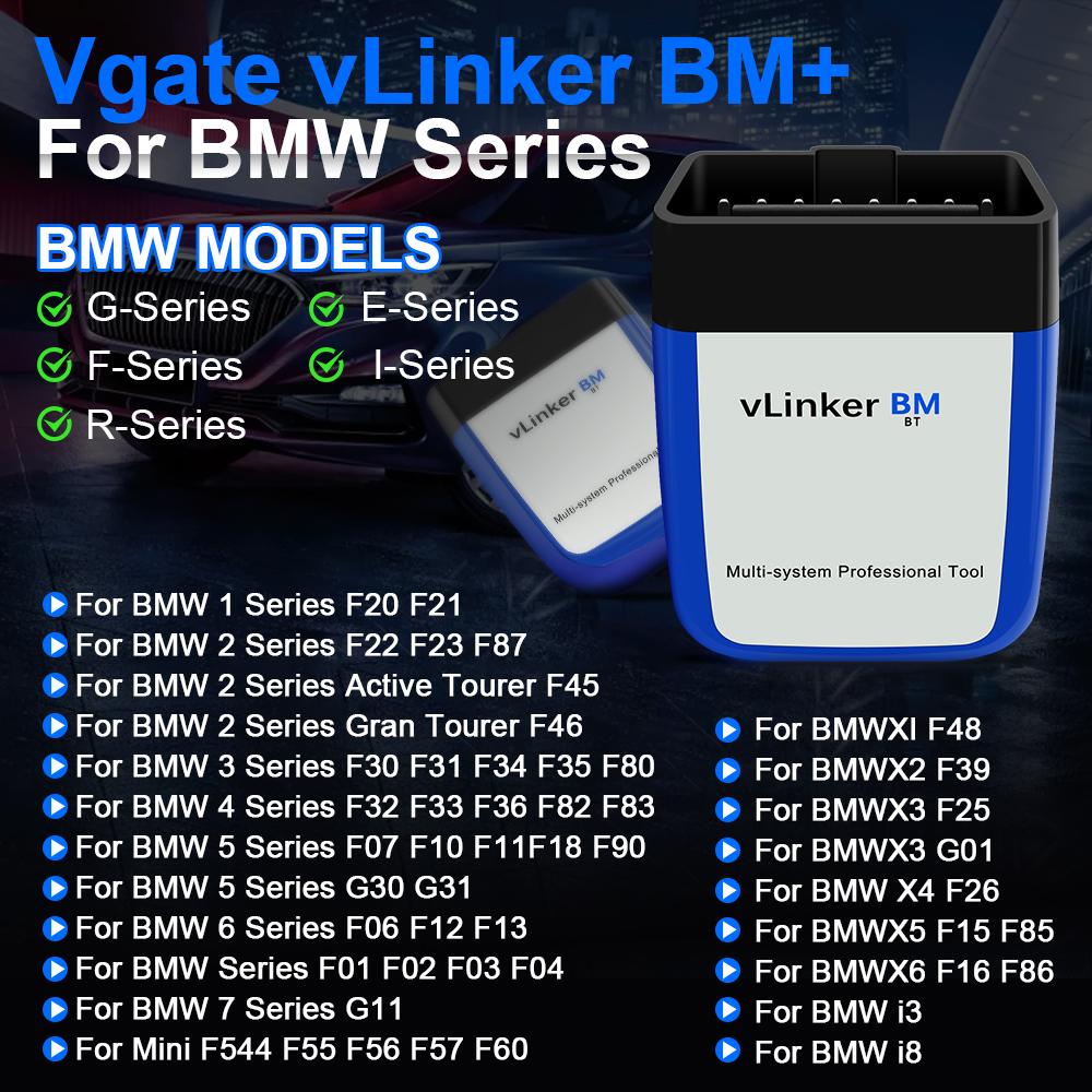 Vgate vLinker BM+ BMW Scanner, Upgrade 30+ ECU Control Unit BimmerCode OBD2 Scanner for iOS Android Mini E/F/G/R Series Vgate vLinker BM+ BMW Scanner, Upgrade 30+ ECU Control Unit BimmerCode OBD2 Scanner for iOS Android Mini E/F/G/R Series