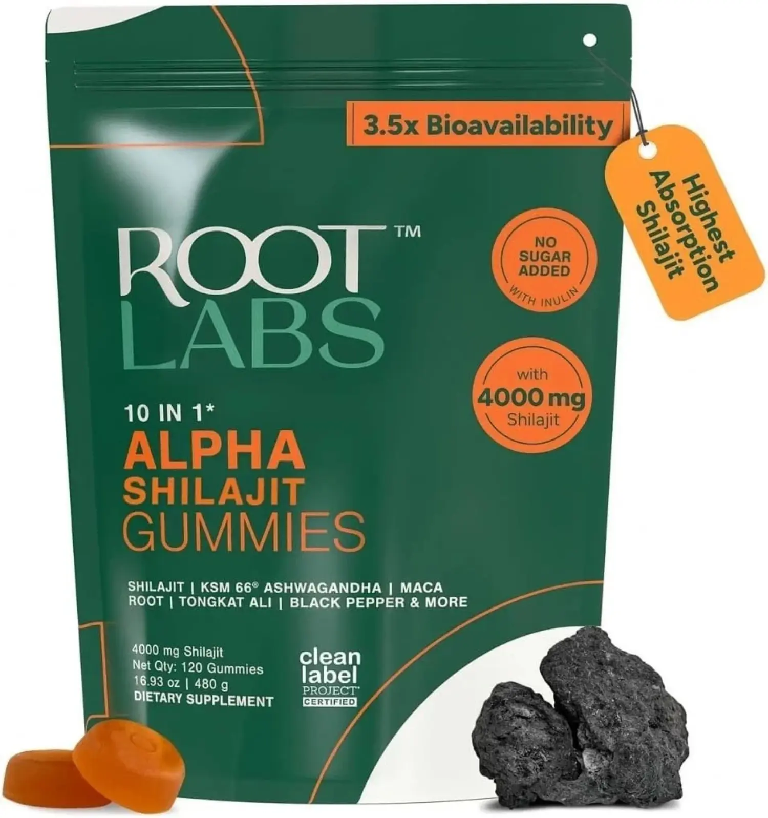 New Root Labs Pure Himalayan Alpha Gummies with KSM-66 Ashwagandha | 120 Gummies