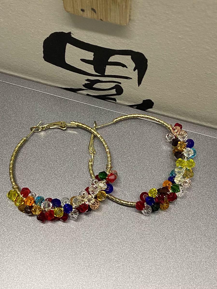 ANDKISS Silver-Post Hoop Earrings with Round Glass Pearls. Versatile "Dopamine" Colors. Sweet & Charming. Light Luxury, Niche Design. Instagram-Style. Fashionable Jewelry. Ideal Gift for Adults. A Perfect Choice for Gifting.