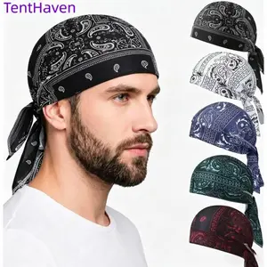 5-Pack Paisley Print Bandana Set | Adjustable Tie-Back Headwraps | Breathable Cycling Skull Caps & Helmet Liners | Unisex Pirate-Style Sports Headwear summervibes tiktokshopspringglowup