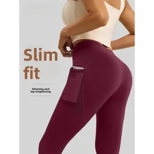 High Waist Yoga Pants with Mesh Side Pockets Butt Lifting Stretch Workout Running Leggings