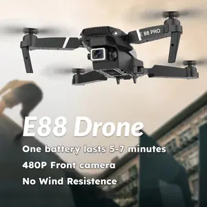 E88 Drone 5-7 mins Flying Time with 480P Camera with 2 Batteries Toy Gifts Max Height 20m Remote Control Toy