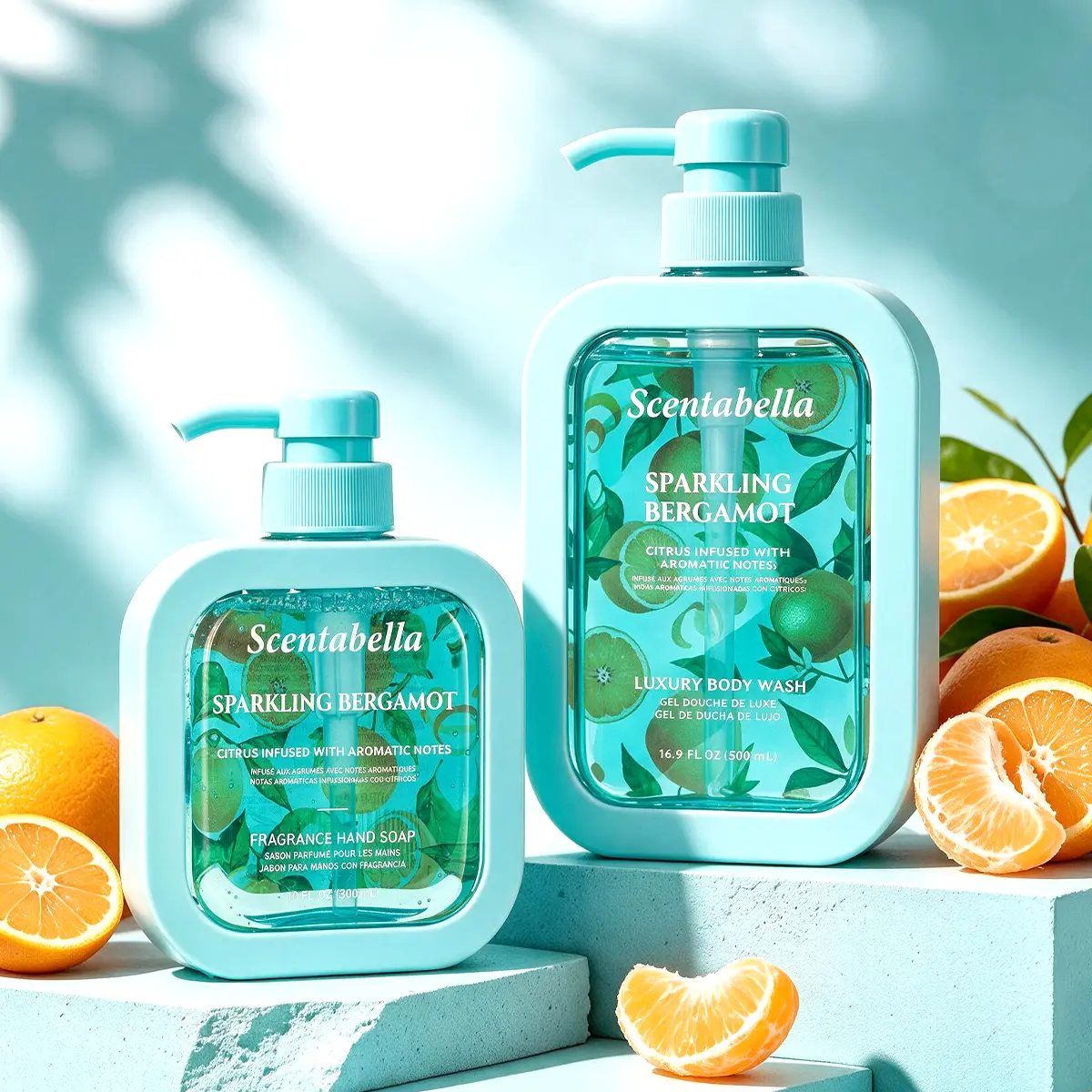 Scentabella Sparkling Bergamot Hand Soap & Body Wash Set | Scented Hand Wash 10 fl oz & Luxury Body Wash 16.9 fl oz