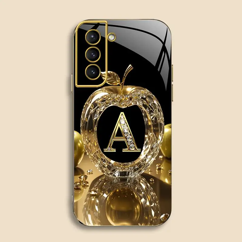 Galaxy S21 5G Cellphone Case, High-End Gold Letter Electroplated Gold Edge Casing, Business-Style Cover, Explosion-Proof, Anti-Fall, Anti-Fingerprint Mobile Phone Accessories, Affordable 995