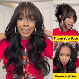 【NEW】Sunber 7x5&13x4 Pre-Everything Lace Frontal Fluffy Hair Loose Wave 3D Dome Cap Wigs with Bangs